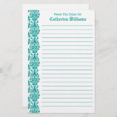 Trendy Viktorianisch Blue Lace Damask Side Border Briefpapier (Vorne/Hinten)