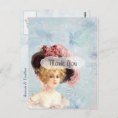 Trendy Viktorianisch Lady Vintag Danke Postkarte (Vorne/Hinten)