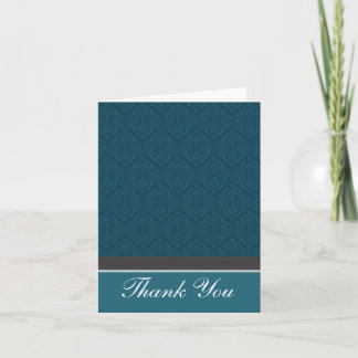 Trendy Vintag Aquamarin Damask Danke-Card Dankeskarte