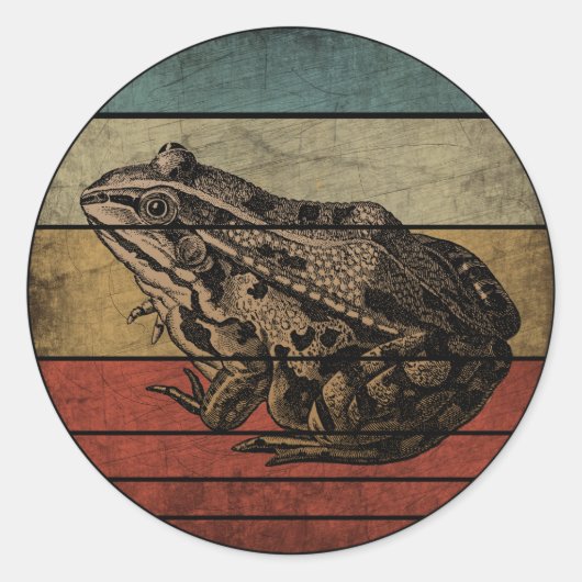 TRENDY VINTAG FROG RUNDER AUFKLEBER (Vorderseite)