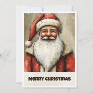 Trendy Vintag Rustic Non Foto Santa Claus Feiertagskarte