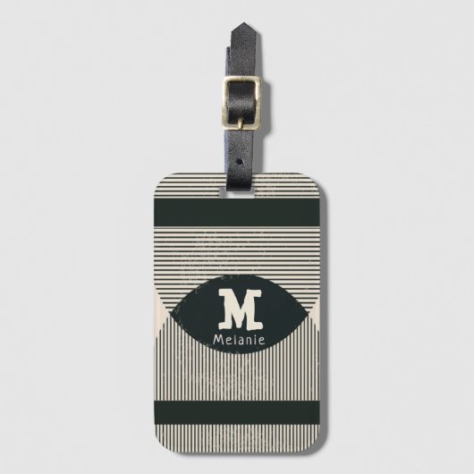 Trendy vintage abstract minimal aesthetic Monogram Gepäckanhänger (Vorderseite Vertikal)