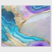 Trendy Violet Blue Gold Marmor Granit Stone Geschenkpapier (Flach)