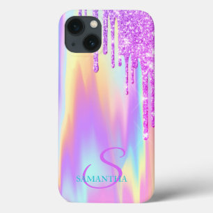 Trendy Violet Glitzer Tropfens Ombre Holographic Case-Mate iPhone Hülle