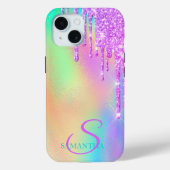 Trendy Violet Glitzer Tropfens Rainbow Holographic Case-Mate iPhone Hülle (Rückseite)