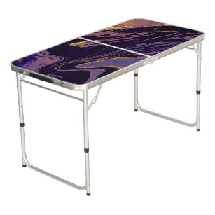 Trendy Violet Marble Gold Touch Beer Pong Tisch