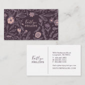 Trendy Violet Wildblume Blumenmuster Visitenkarte (Vorne/Hinten)