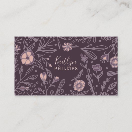 Trendy Violet Wildblume Blumenmuster Visitenkarte (Vorderseite)