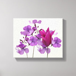 Trendy violette Blumen Modernes, florales digitale Leinwanddruck