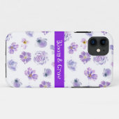Trendy violette Blumen Muster iPhone Case (Rückseite (Horizontal))