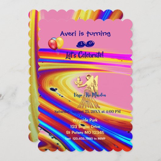 Trendy Virgo Geburtstagsparty Einladung (Vorne/Hinten)