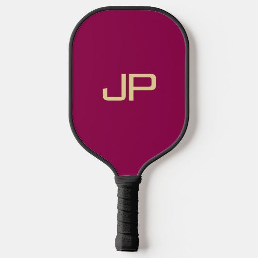 Trendy Viva Magenta Gold Template Monogram Pickleball Schläger (Rückseite)