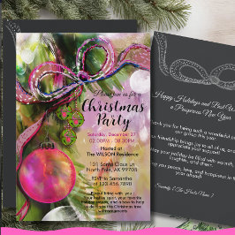 Trendy Vivid Pink Bold Ribbon Christmas Party Einladung