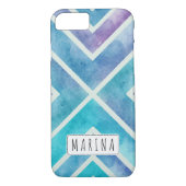 Trendy Wasserfarbe geometrische Streifen blau lila Case-Mate iPhone Hülle (Rückseite)