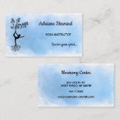 Trendy Watercolor Blue Silhouette Yoga Instructor Visitenkarte (Vorne/Hinten)