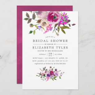 Trendy Watercolor Blumendusche Einladung