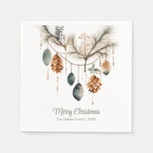 Trendy Watercolor Boho Weihnachtsschmuck Serviette (Vorderseite)