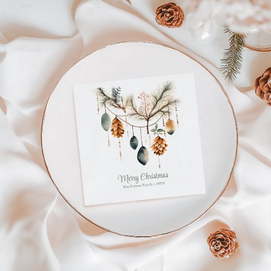 Trendy Watercolor Boho Weihnachtsschmuck Serviette