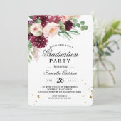 Trendy Watercolor Burgund Blush Pink Floral Einladung (Stehend Vorderseite)