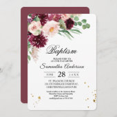 Trendy Watercolor Burgund Blush Pink Floral Einladung (Vorne/Hinten)