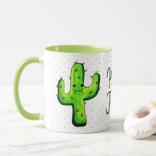 Trendy Watercolor Cactus & Black Dots Hallo Tasse