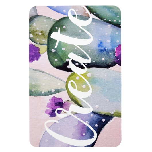 Trendy Watercolor Cactus Illustration Create Magnet (Vertikal)