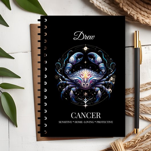 Trendy Watercolor Cancer Zodiac Journal Notizblock