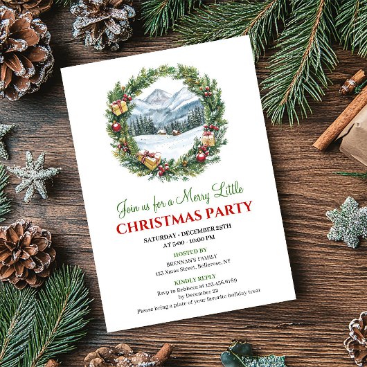 Trendy Watercolor Christmas Scene Printable Invite Einladung