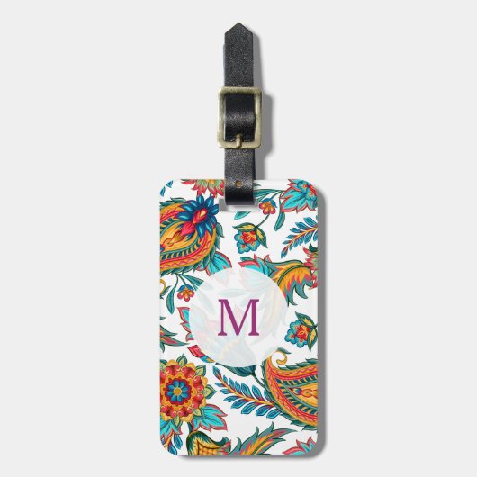 Trendy Watercolor Colorful Paisley Gepäckanhänger (Vorderseite vertikal)