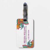 Trendy Watercolor Colorful Paisley Gepäckanhänger (Rückseite vertikal)