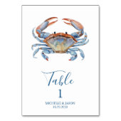 Trendy Watercolor Crab Nautical Tischnummer (Rückseite)