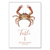 Trendy Watercolor Crab Nautical Tischnummer (Rückseite)