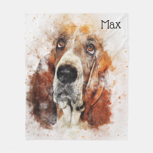Trendy Watercolor-Dachshund-Jagdhund Fleecedecke (Vorderseite)