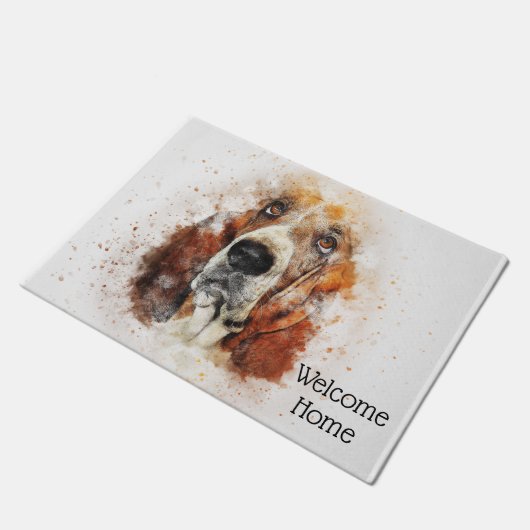 Trendy Watercolor-Dachshund-Jagdhund Fußmatte (Schrägansicht)