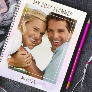 Trendy Watercolor Ein Foto Name Vorlage 2023 Planer