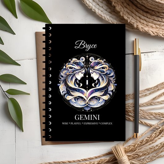 Trendy Watercolor Gemini Zodiac Journal Notizblock