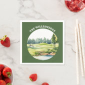 Trendy Watercolor Golf Oriented Course Cart Serviette (Beispiel)