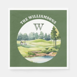 Trendy Watercolor Golf Oriented Course Cart Serviette