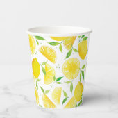 Trendy Watercolor Lemons Muster Pappbecher (Rückseite)