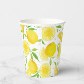 Trendy Watercolor Lemons Muster Pappbecher (Rechts)