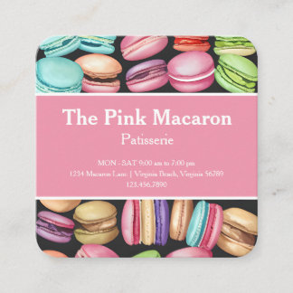 Trendy Watercolor Macaron French Patisserie Bäcker Quadratische Visitenkarte