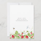 Trendy Watercolor Meadow Strawberry Babydusche Einladung (Rückseite)