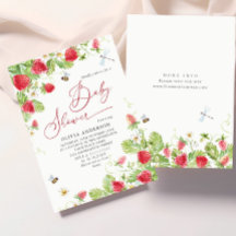 Trendy Watercolor Meadow Strawberry Babydusche