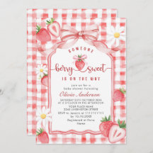 Trendy Watercolor Meadow Strawberry Babydusche