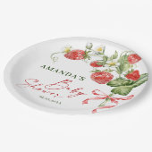 Trendy Watercolor Meadow Strawberry Babydusche Pappteller (Schrägansicht)