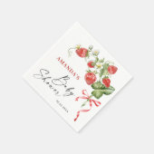 Trendy Watercolor Meadow Strawberry Babydusche Serviette (Ecke)