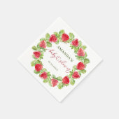 Trendy Watercolor Meadow Strawberry Babydusche Serviette (Ecke)