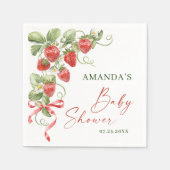 Trendy Watercolor Meadow Strawberry Babydusche Serviette (Vorderseite)