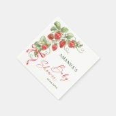 Trendy Watercolor Meadow Strawberry Babydusche Serviette (Ecke)