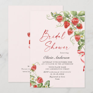 Trendy Watercolor Meadow Strawberry Brautparty Einladung